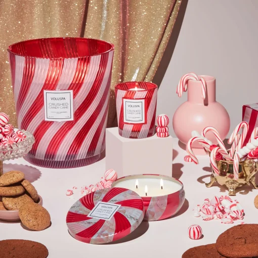 Voluspa 3 Wick Tin|Crushed Candy Cane