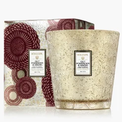 Voluspa Gilt Pomander Hinoki|3 Wick Hearths + Luxe|Gilt Pomander & Hinoki