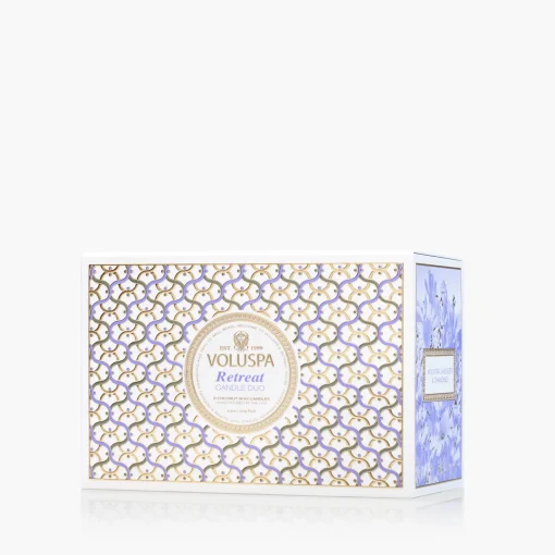 Voluspa Mountain Lavender & Chamomile|Eucalyptus & White Sage|Retreat Candle Duo