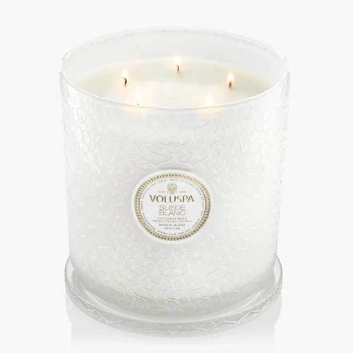Voluspa 5 Wick Hearths|Suede Blanc