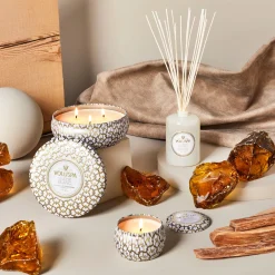 Voluspa 3 Wick Tin|Suede Blanc