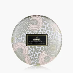 Voluspa Tahitian Coconut Vanilla|3 Wick Tin|Tahitian Coconut Vanilla